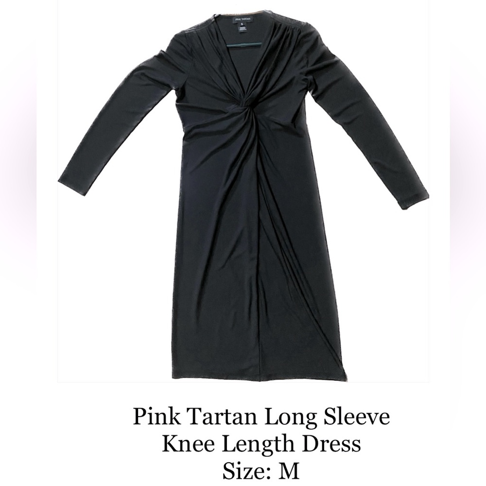 ($110) Pink Tartan Long Sleeve Knee Length Dress, Sz. M